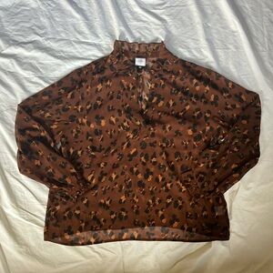 NWOT CAbi Brown Leopard Print Blouse